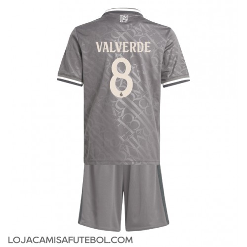 Camisa de Futebol Real Madrid Federico Valverde #8 Equipamento Alternativo Infantil 2024-25 Manga Curta (+ Calças curtas)